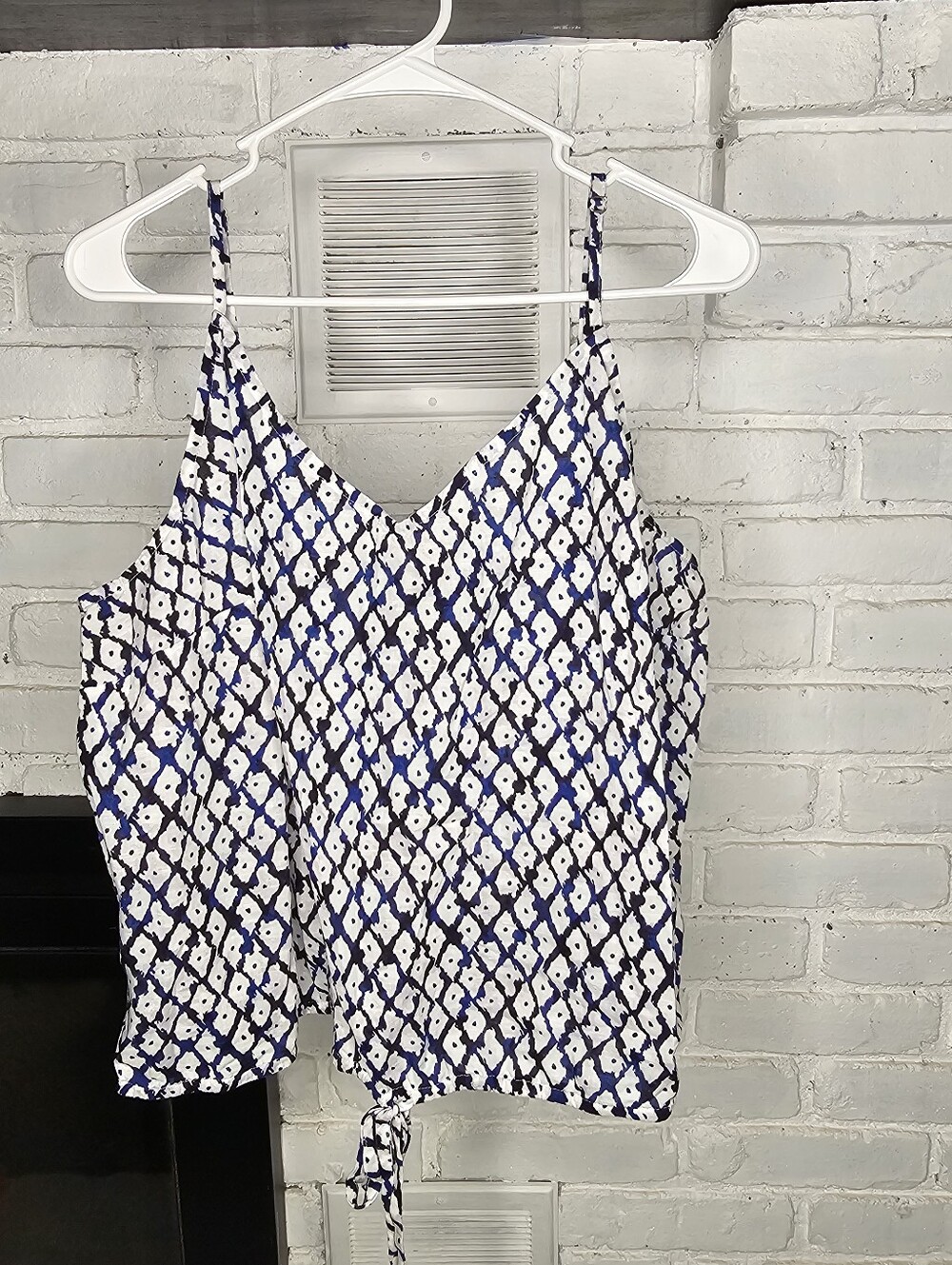 Lane Bryant Navy & White Printed Tie-Hem Cami